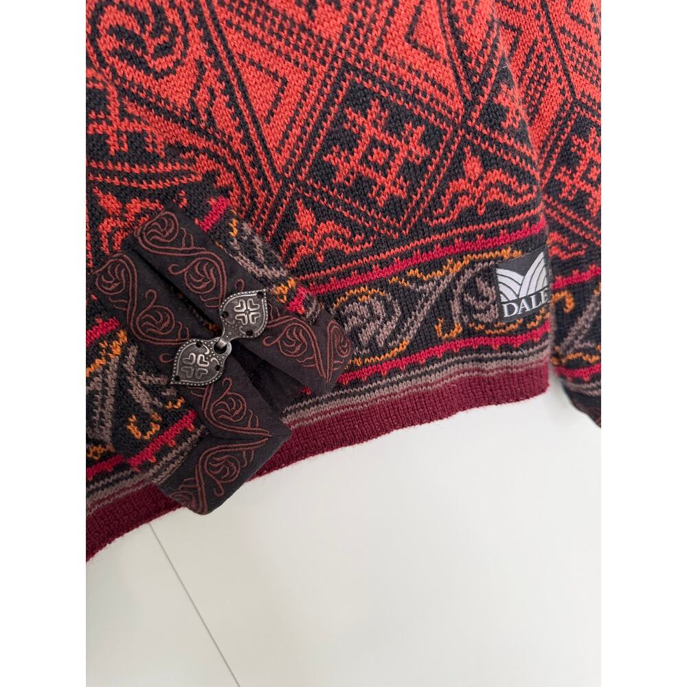 DALE OF NORWAY Women's New Wool Nordic Sweater Red Black Geometric - Picture 8 of 8